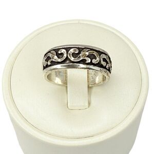 VTG Wheeler Sterling Silver Swirl Band Ring SZ 8.5 925 Diamond Cut Oxidized Mens